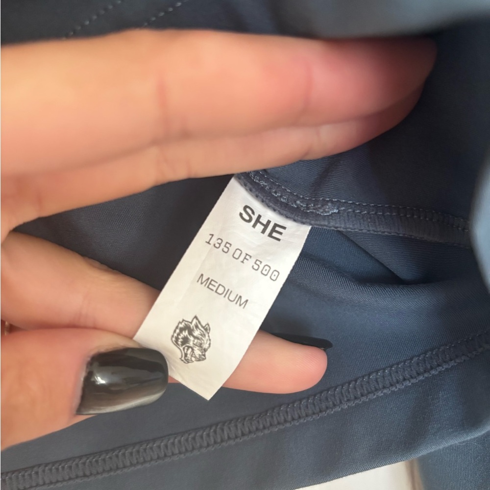 Darc Sport Blue Crop Top with White Wolf Design - Picture 3 of 3